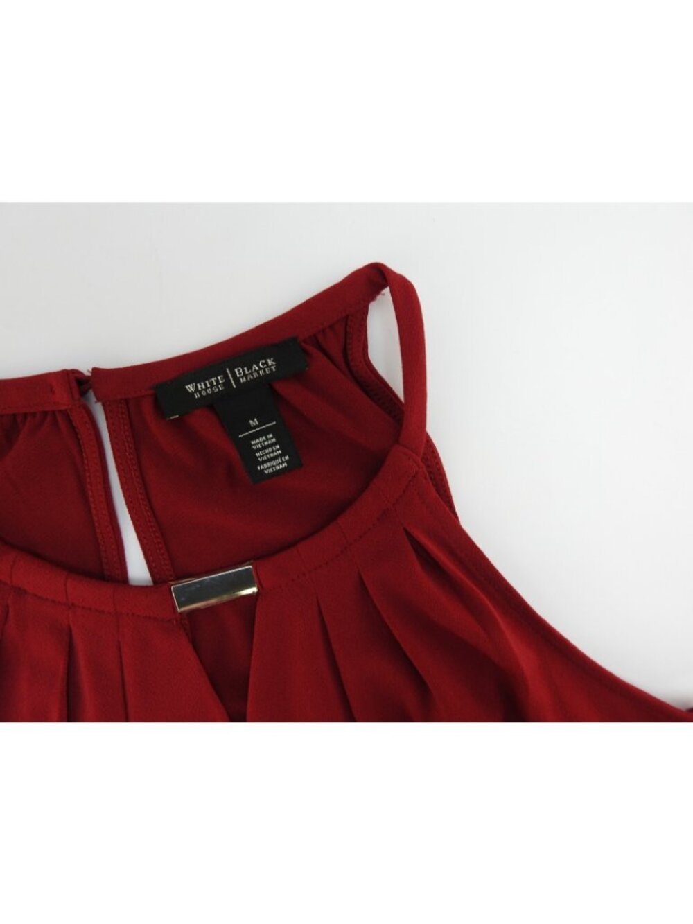 White House Black Market Red Sleeveless Blouson Keyhole Top Medium Stretch - Picture 7 of 13